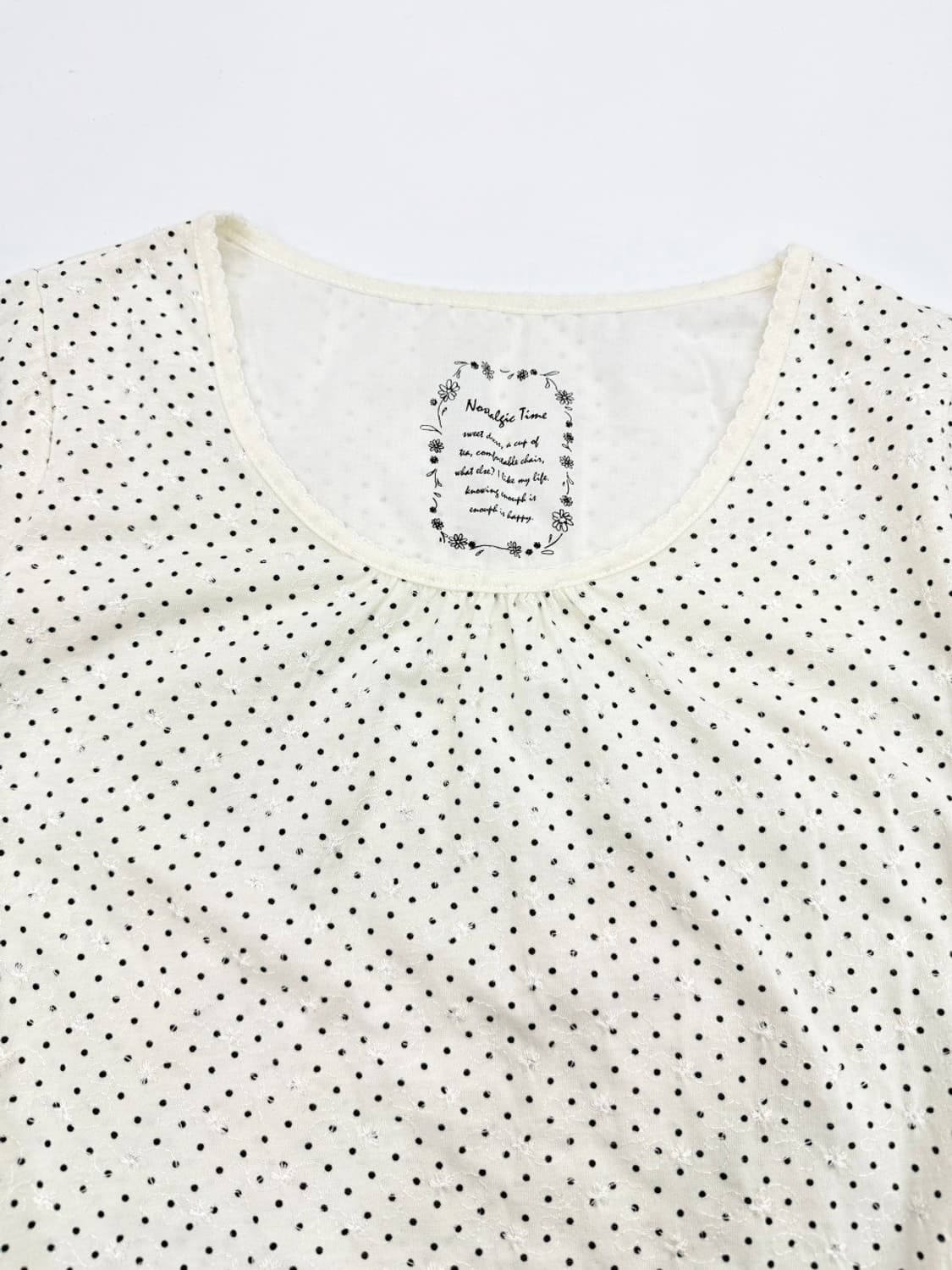 빈티지 아이보리 레이스 도트 반팔티 상품이미지3