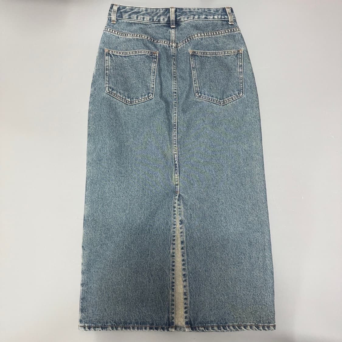 Oriens by 저널스탠다드 라이트블루 데미지 더블니 데님 롱 스커트 상품이미지6