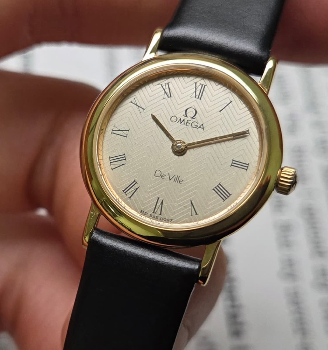 빈티지 오메가 드빌 동전쿼츠 로만골드 격자다이얼 논데이트 여성용 상품이미지3