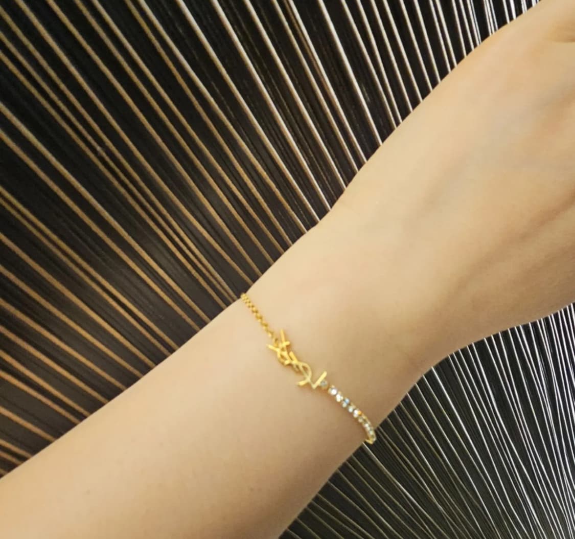 생로랑 YSL 로고 카산드라 라인스톤 참 체인 팔찌 정품 상품이미지7