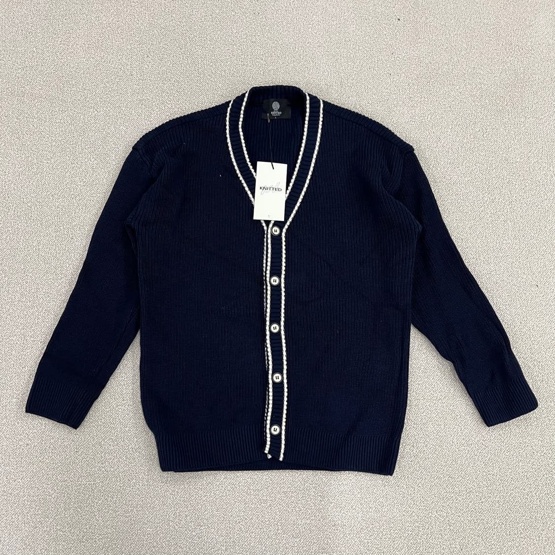 [L] 새상품 니티드 소프트코튼 와플 라인 니트 가디건 0108M1 상품이미지1