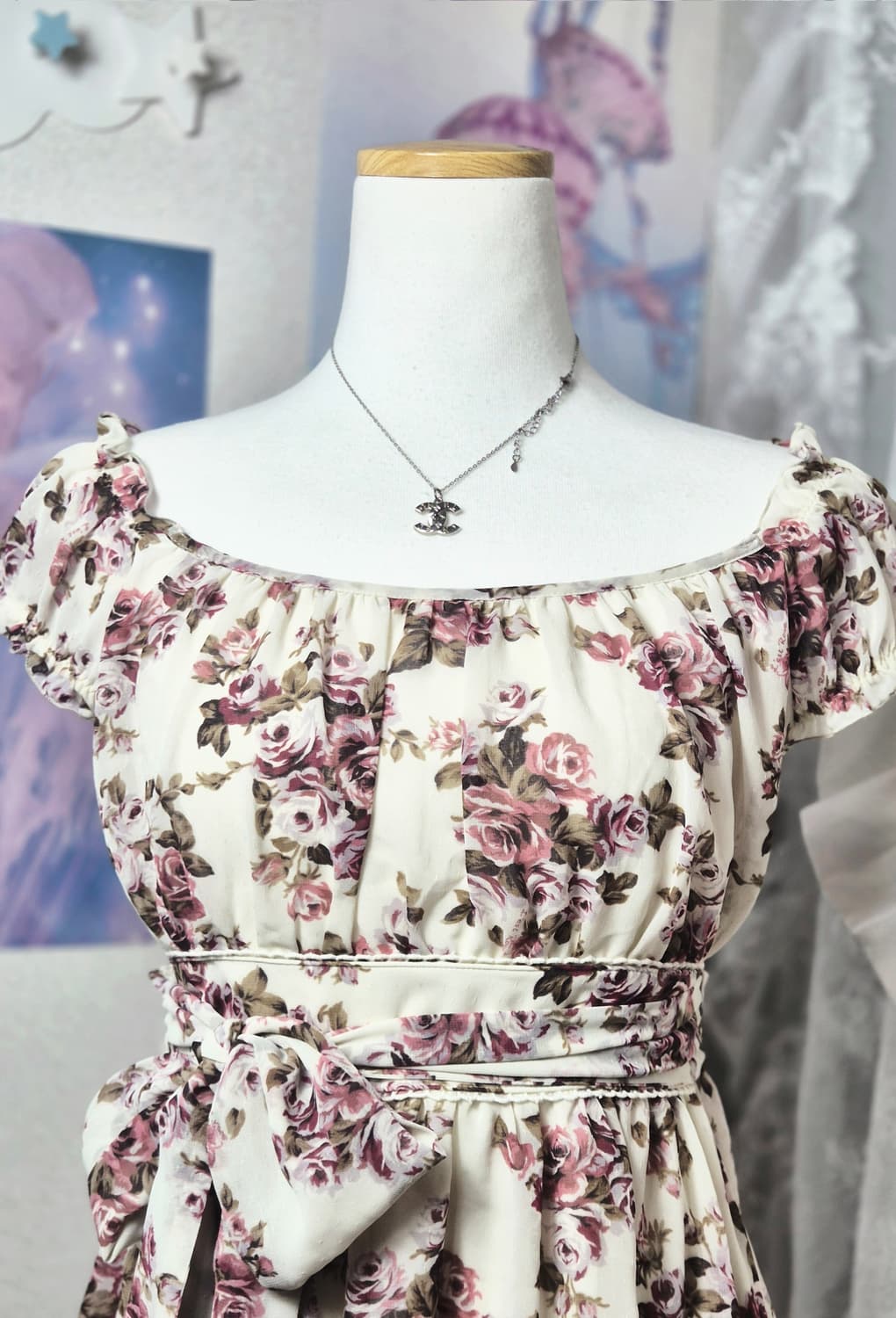 레스트로즈 플로럴 2way 리본 오프숄더 히메갸루 히메카지 원피스 상품이미지3