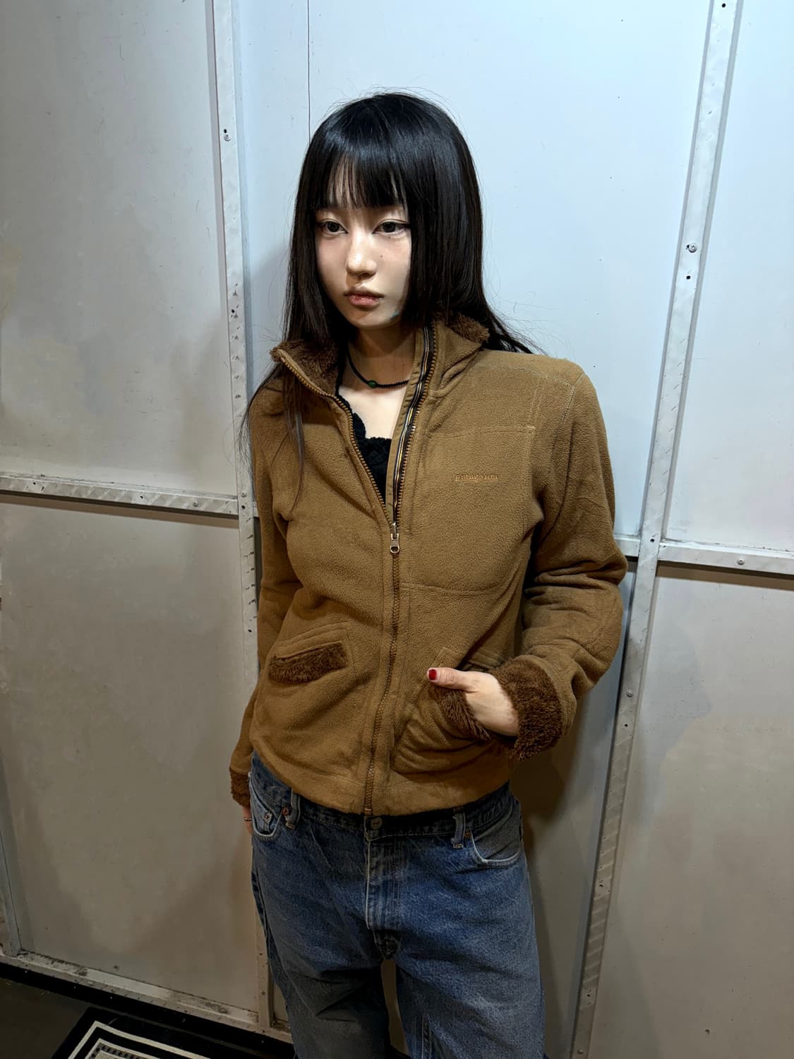 90s PATAGONIA brown reversible fleece jk 상품이미지1