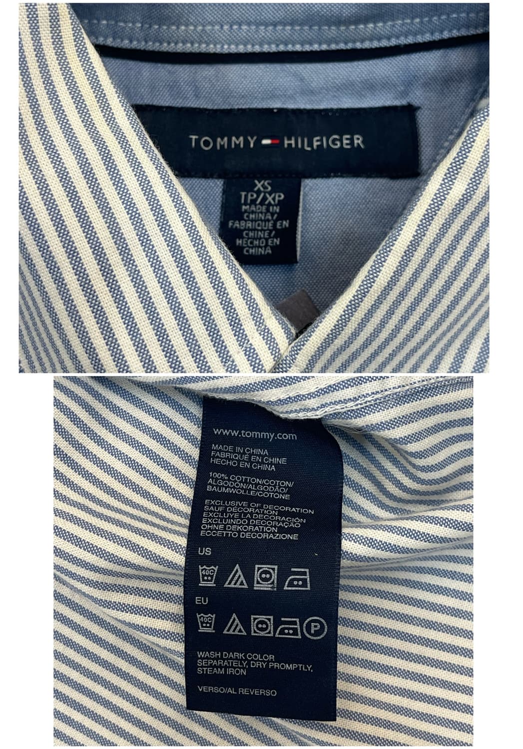 타미힐피거 스트라이프 셔츠 스카이블루XS #csz3490 상품이미지4