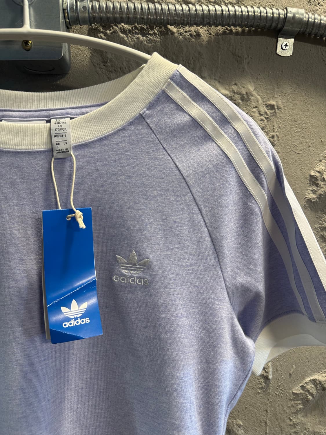 L 아디다스 adidas 오리지널스 트레포일 3선 반팔 티셔츠 라벤더 상품이미지3