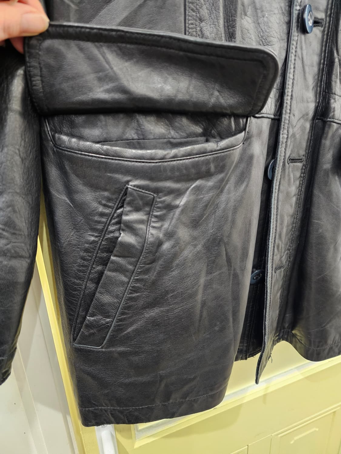 Italy 블랙 램스킨 자켓 상품이미지7