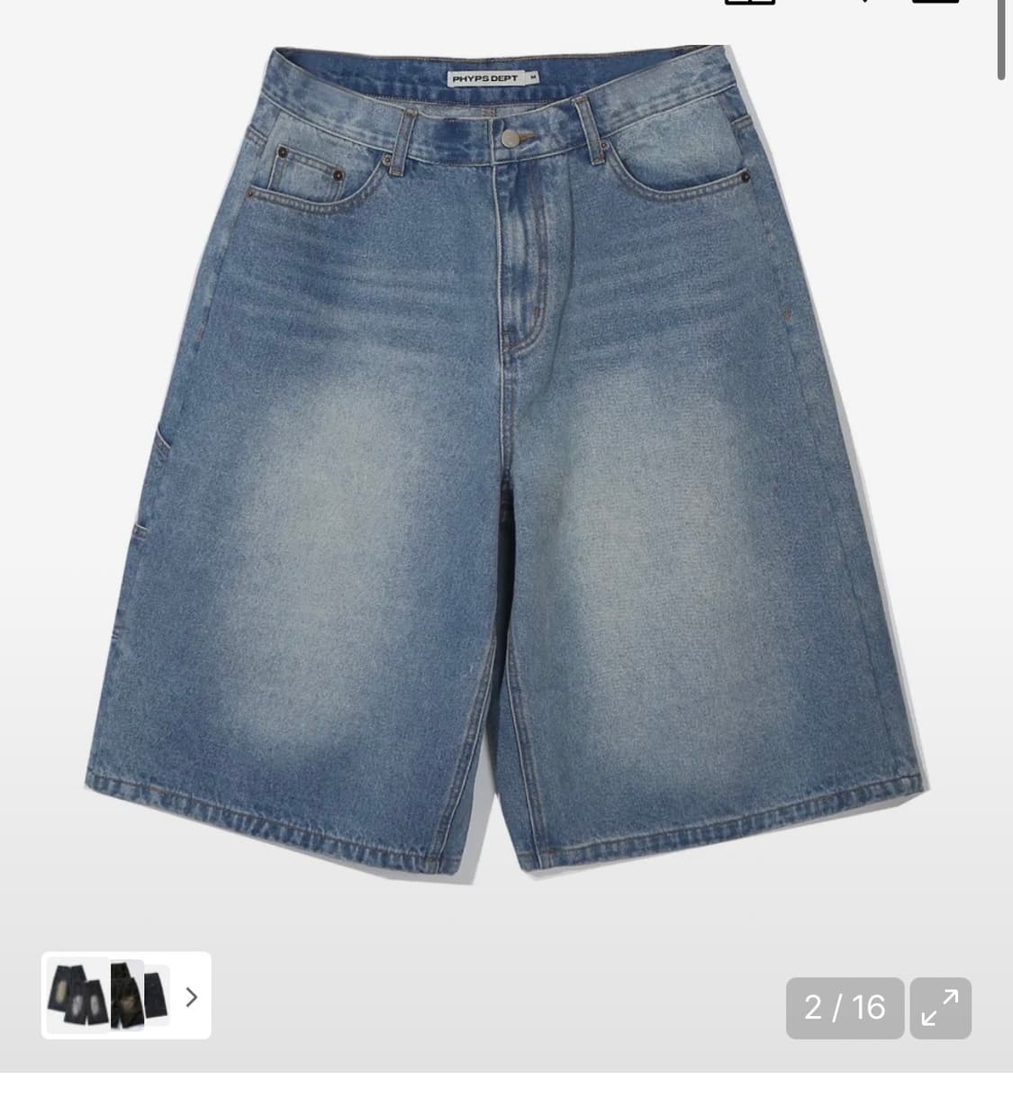 피지컬 디파트먼트 버뮤다 팬츠 (택달린 새상품 연청 M) 상품이미지1