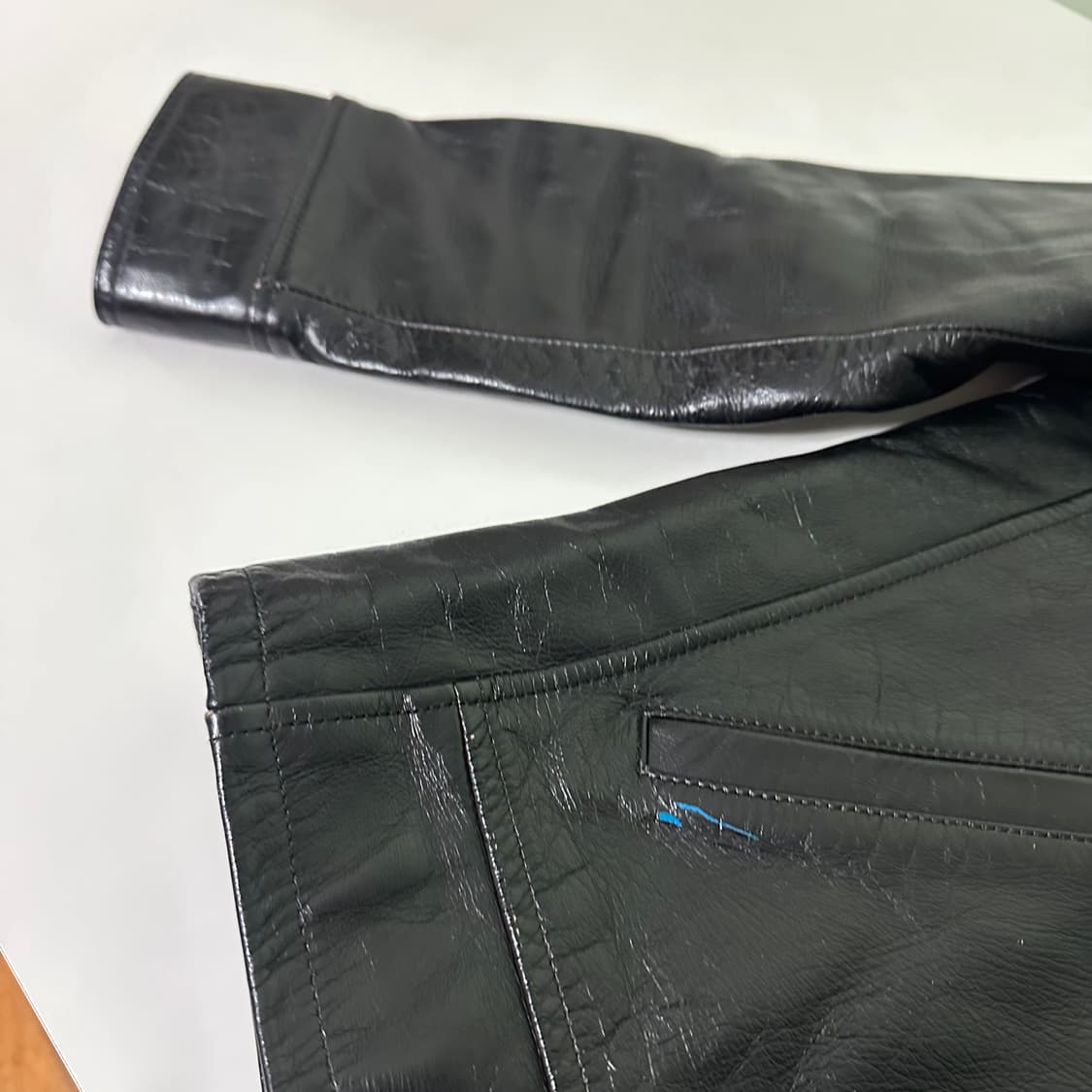 95 L 칼리 블랙 홀스가죽 말가죽 유광 가죽자켓 상품이미지10