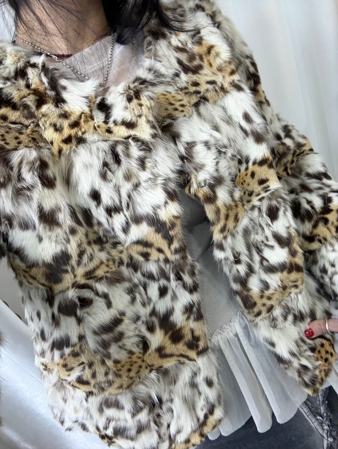 레오파드 토끼 퍼자켓 상품이미지2