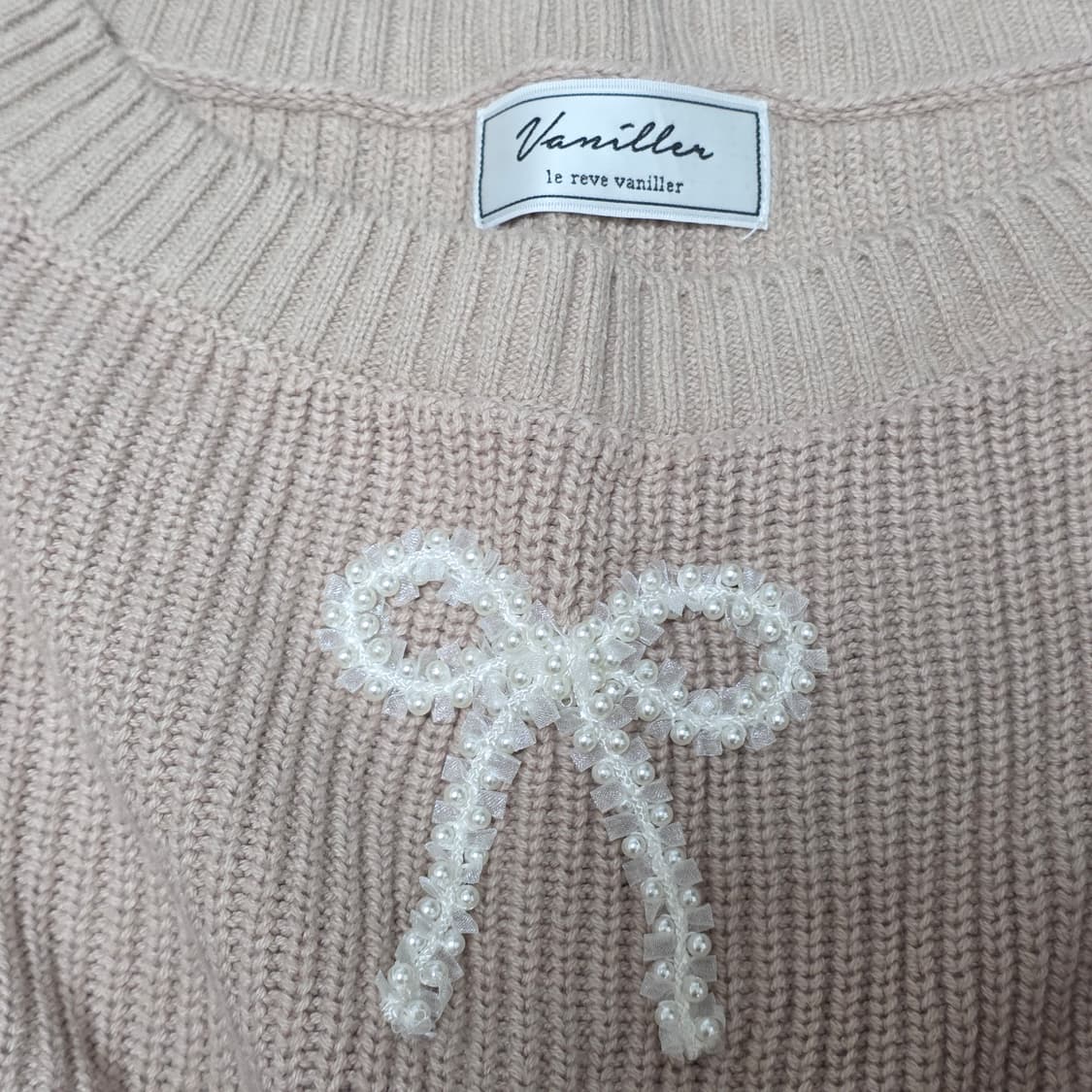 Vaniller 로맨틱 히메갸루 모리걸 진주리본 니트 상품이미지6