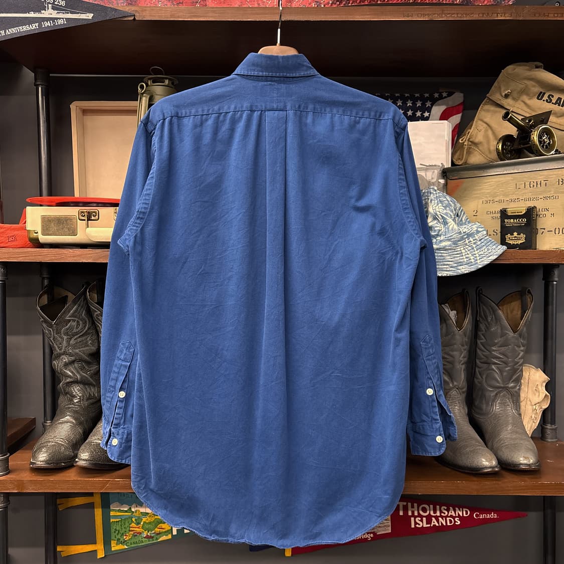 90s 폴로 랄프로렌 워싱블루 버튼다운 셔츠 레드포니 N749 상품이미지2