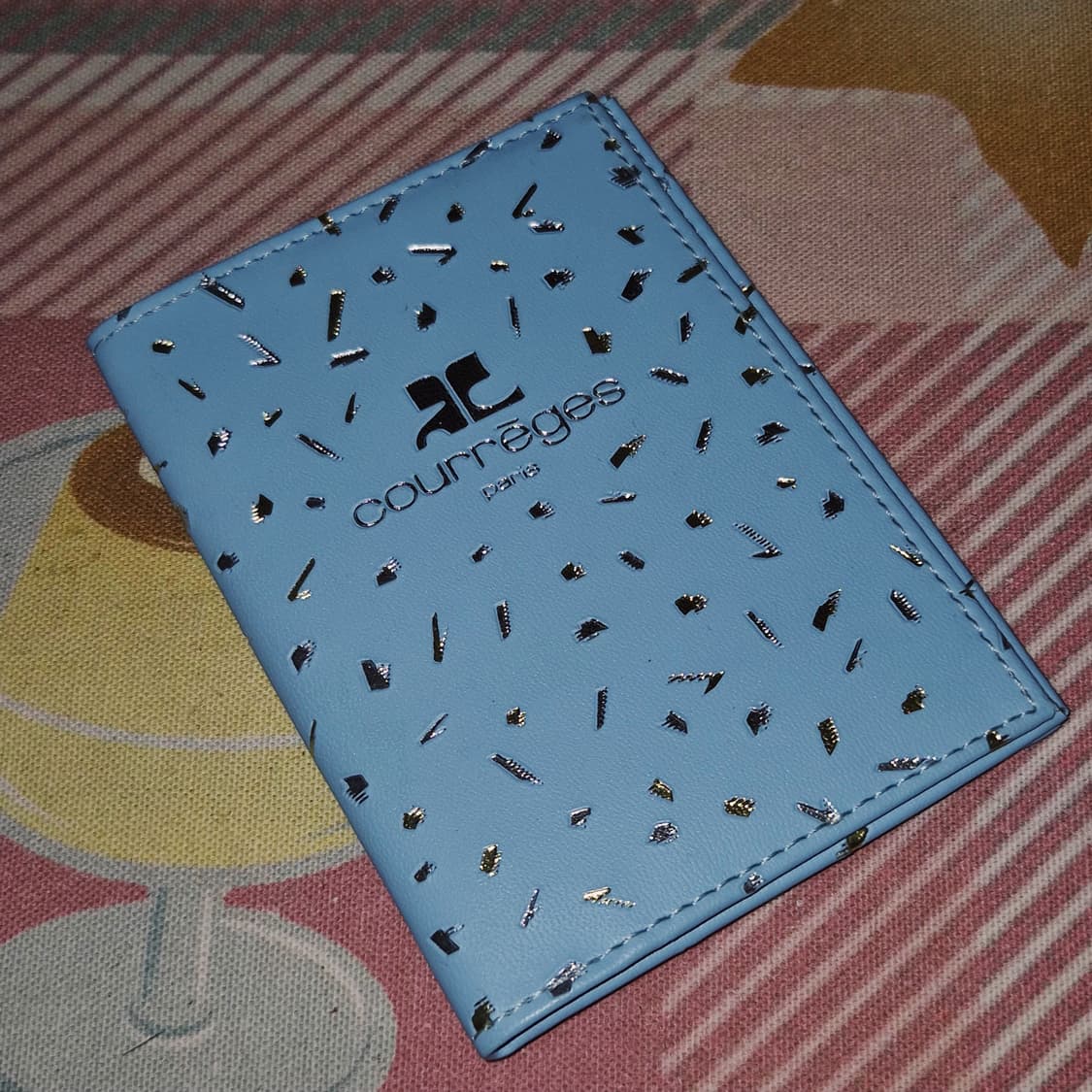 90s 꾸레쥬 실버 물방울 칩 레더 카드 지갑 상품이미지5