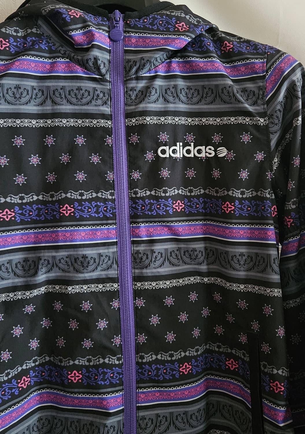 💜일본 아디다스 에스닉 페이즐리 바람막이 퍼플M/보헤미안 상품이미지2