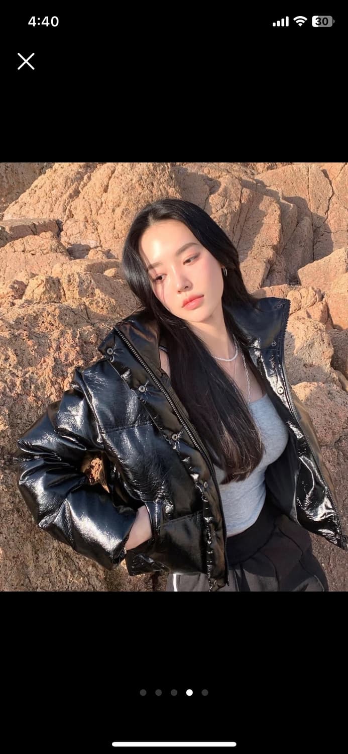 페일제이드 에나멜 크랙 숏패딩 블랙 상품이미지2