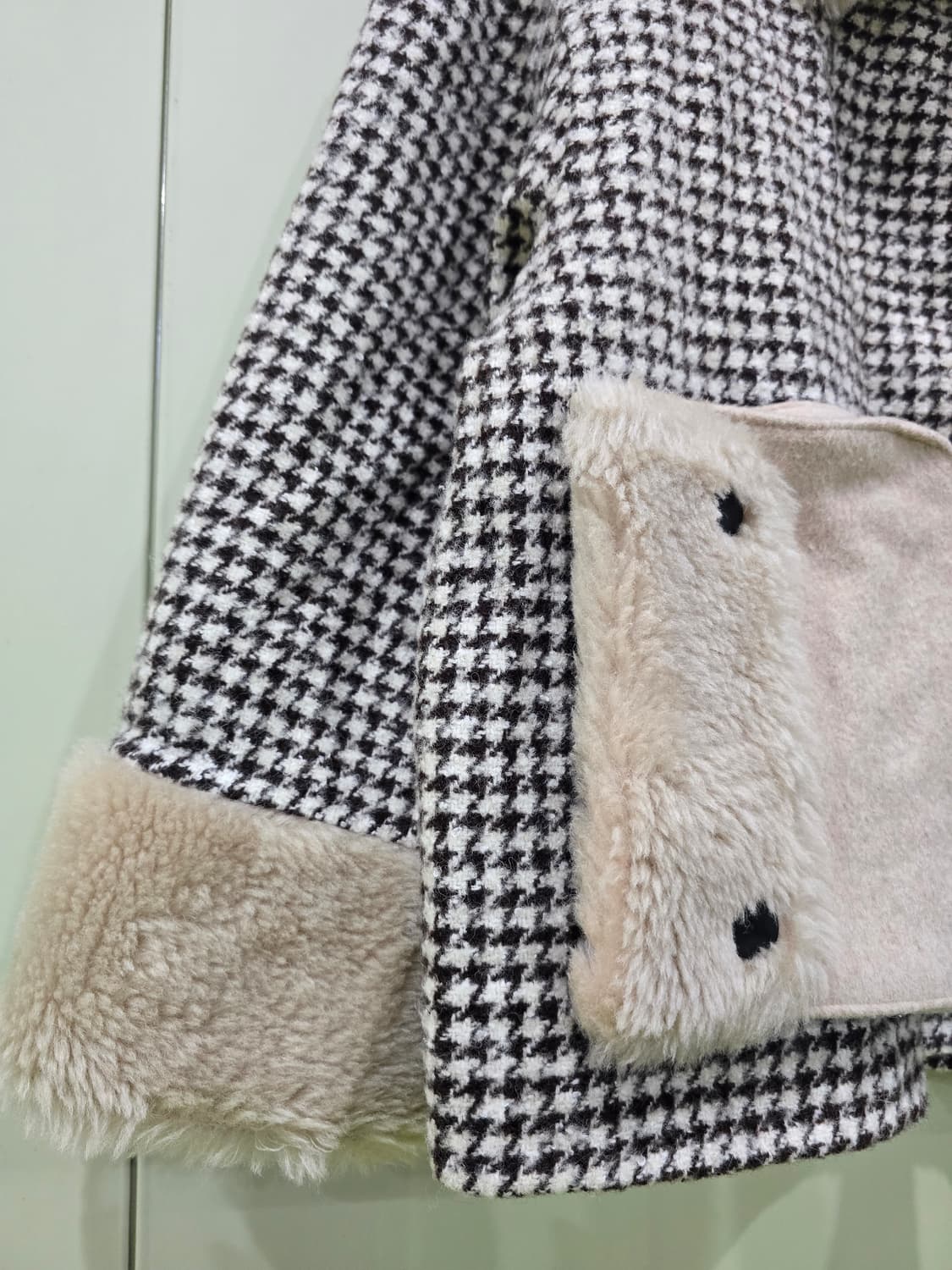 체크 퍼 배색 양모 자켓 S 상품이미지10