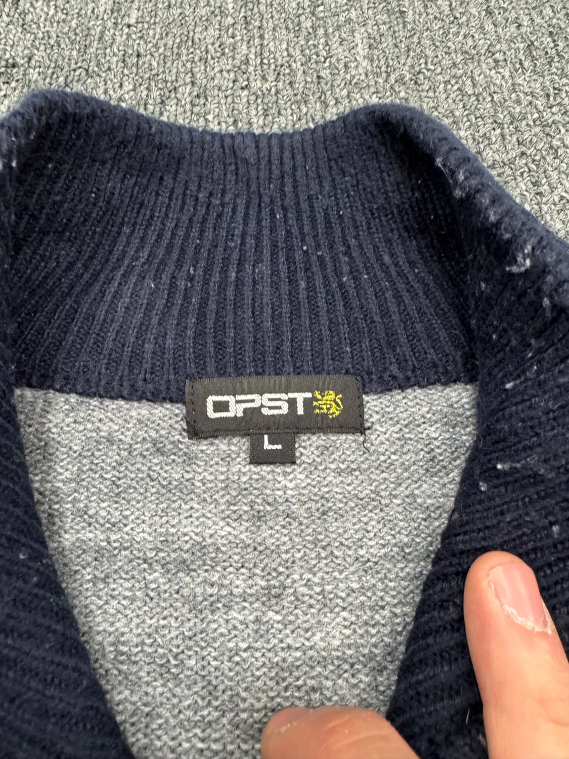 OPST 빈티지 72패치 그레이 니트 집업 상품이미지3