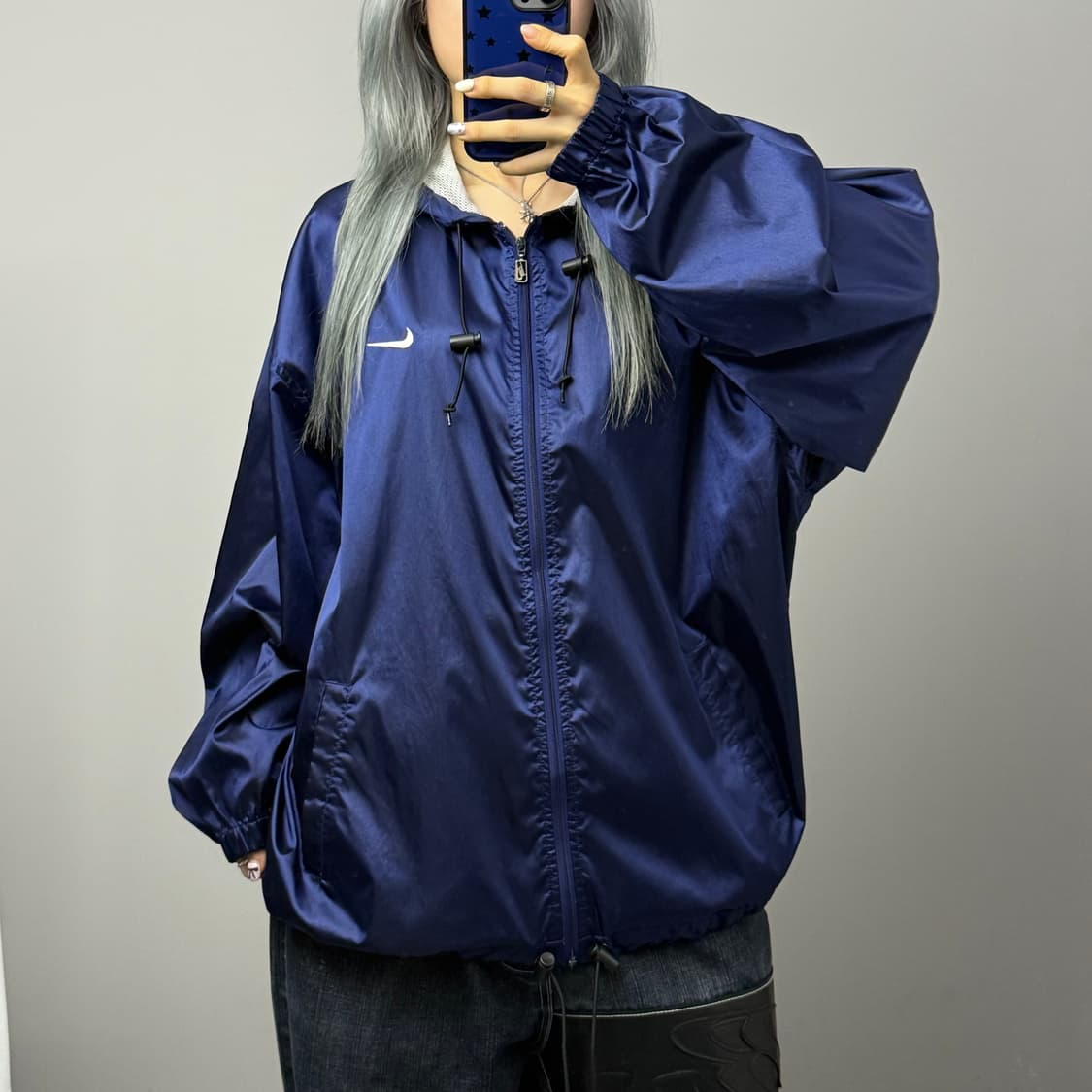 나이키 90s JAPAN 스우시 로고 사틴쉘 후드 바람막이 자켓  상품이미지1