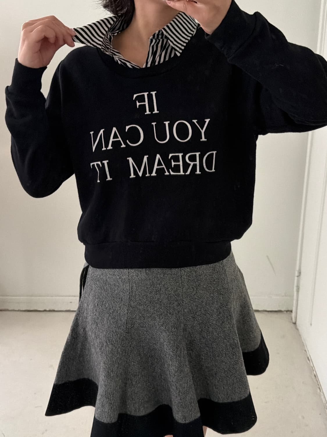 일본빈티지 블랙 셔츠 레이어드 스웻 상품이미지2