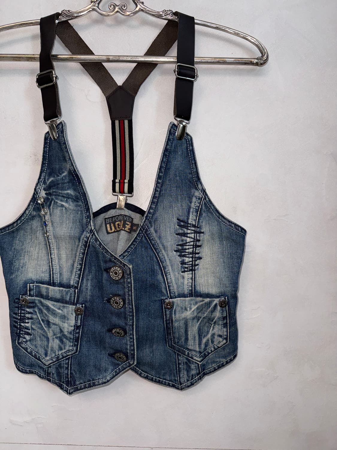 U.G.I.Z denim suspender buckle vest 상품이미지3