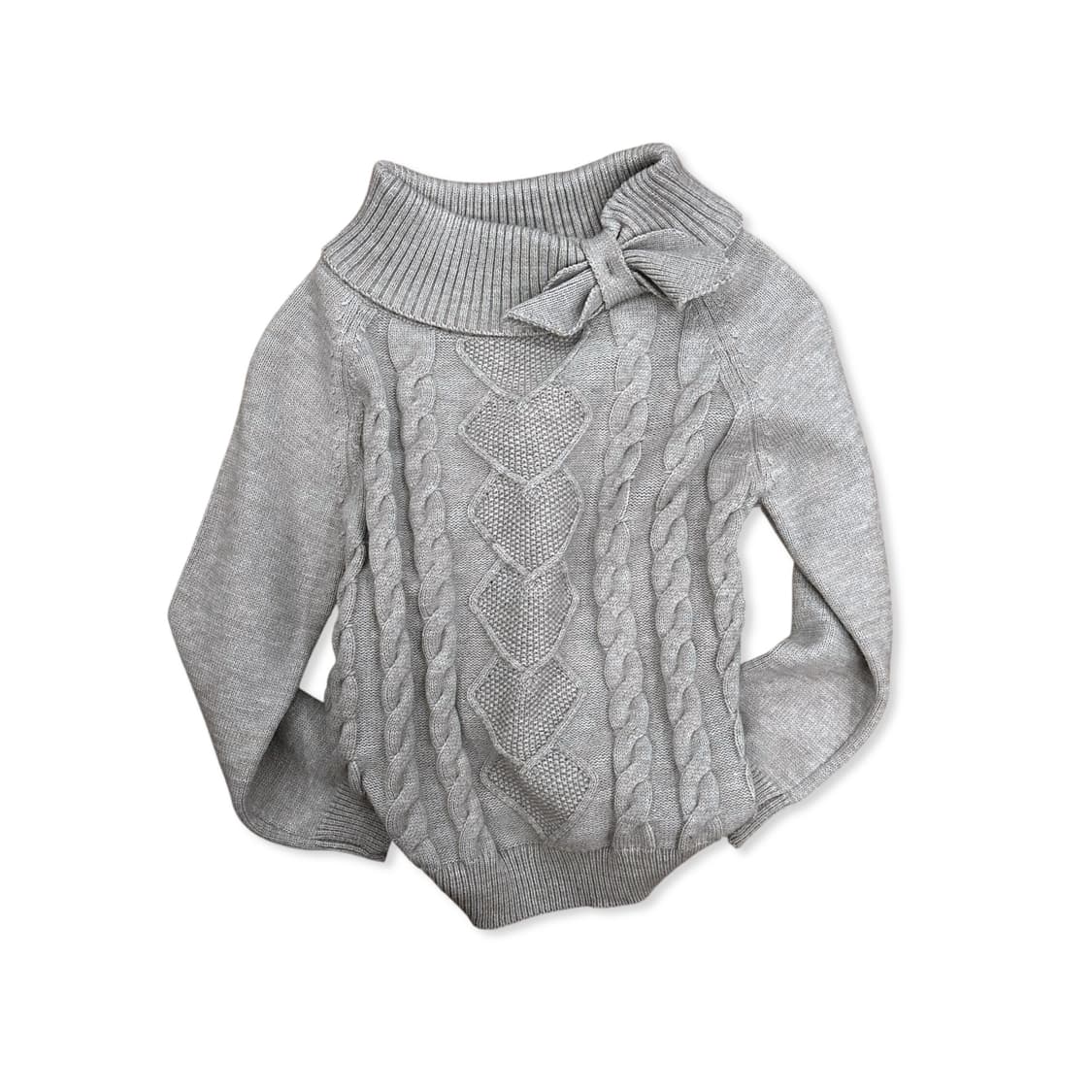 Ribbon Gray Off shoulder Knit Top 상품이미지1