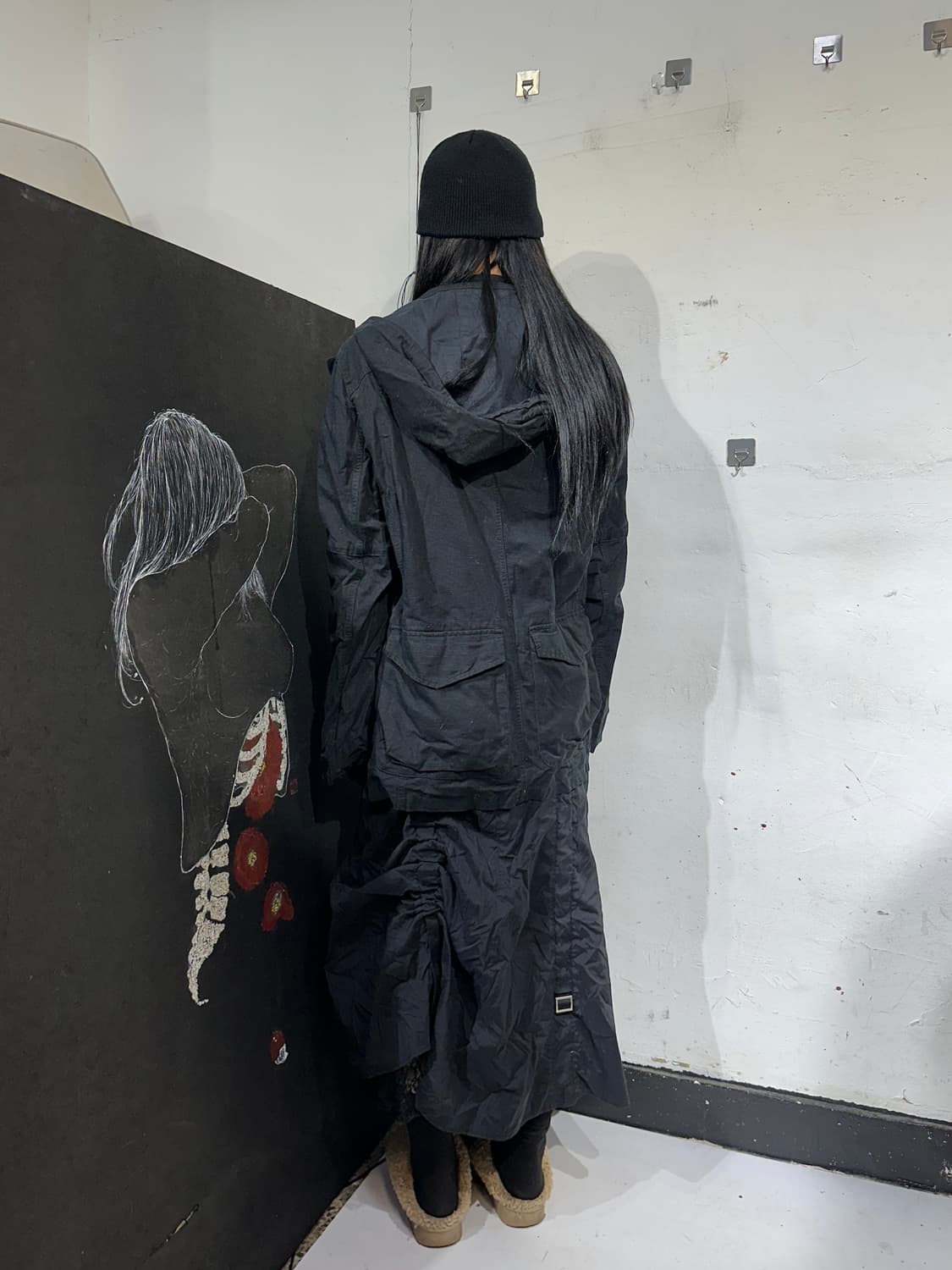 아르마니 블랙 빅후드 야상 자켓 M 상품이미지4