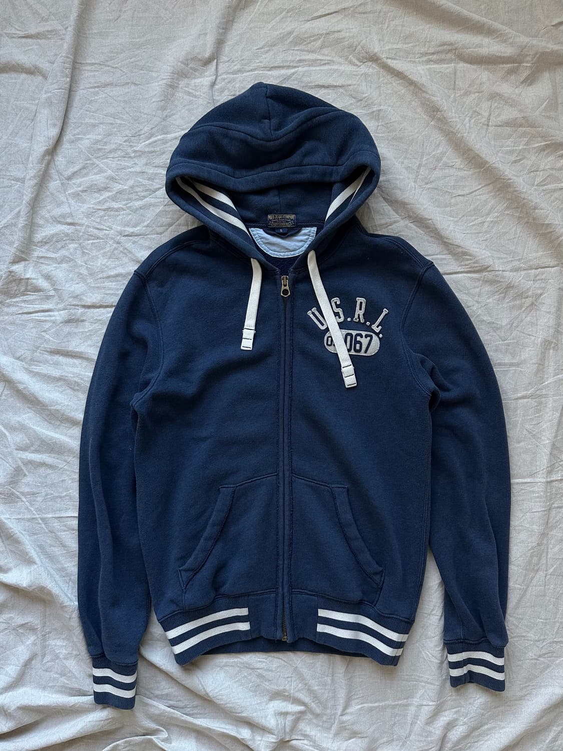 폴로 진스 컴퍼니 자수 로고 블루 후드집업 상품이미지5