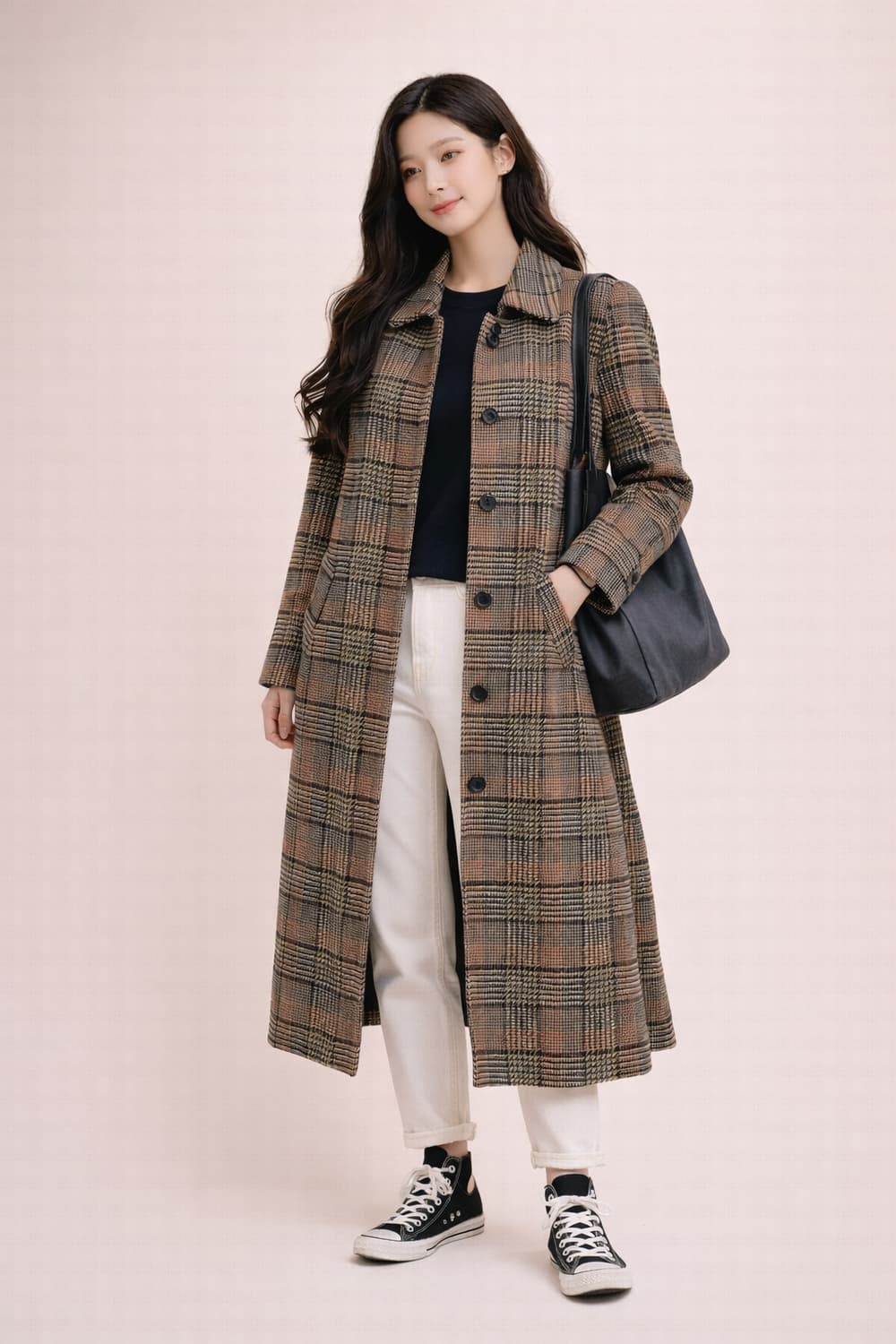 앤아더스토리즈 만테코 울 혼방 체크 코트 상품이미지1