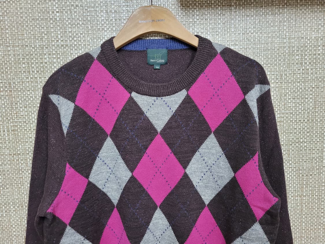 100사이즈 헨리코튼 wool 니트 아메카지  상품이미지2