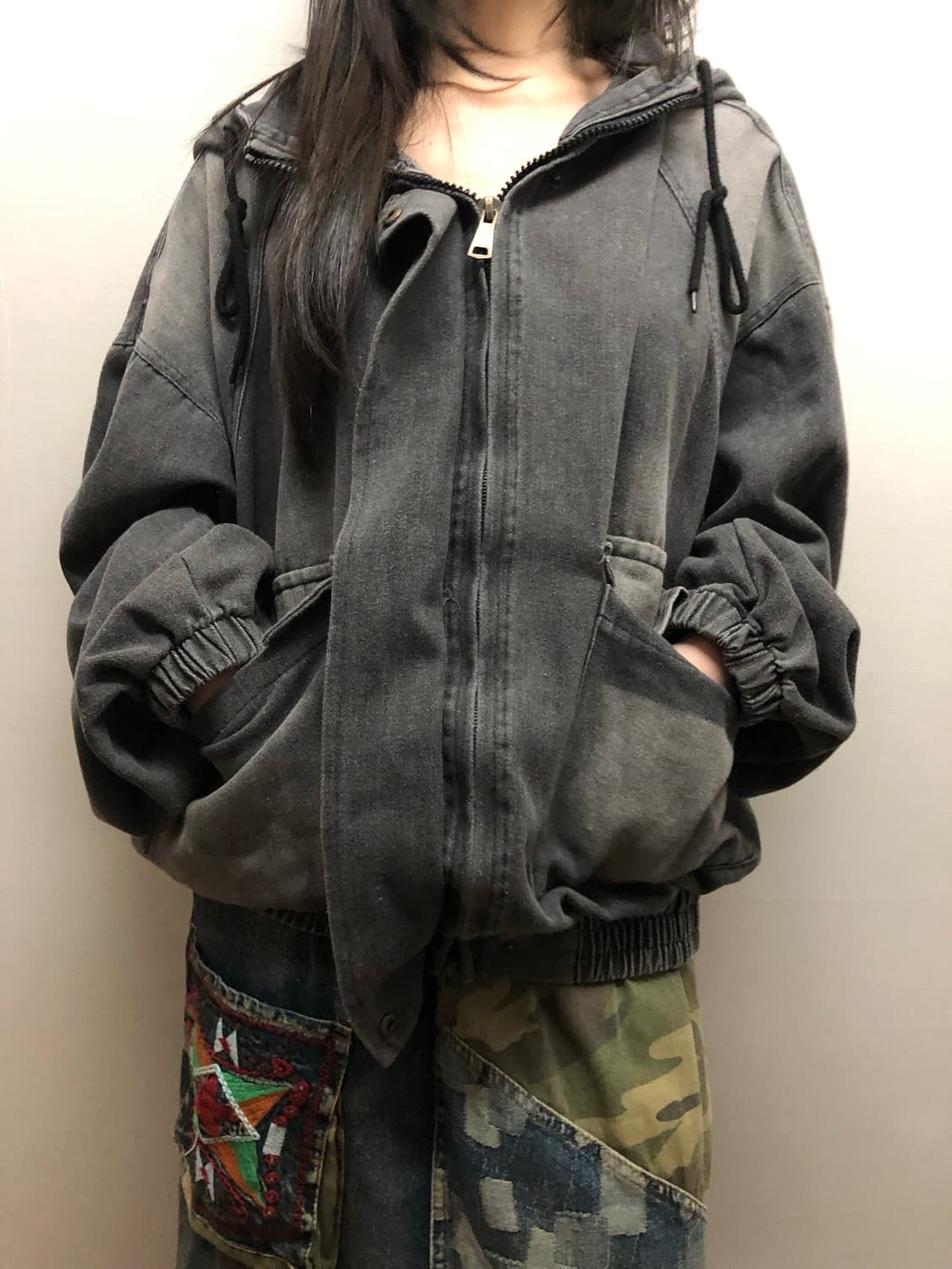 빈티지 블랙 데님 워싱 자켓 상품이미지4