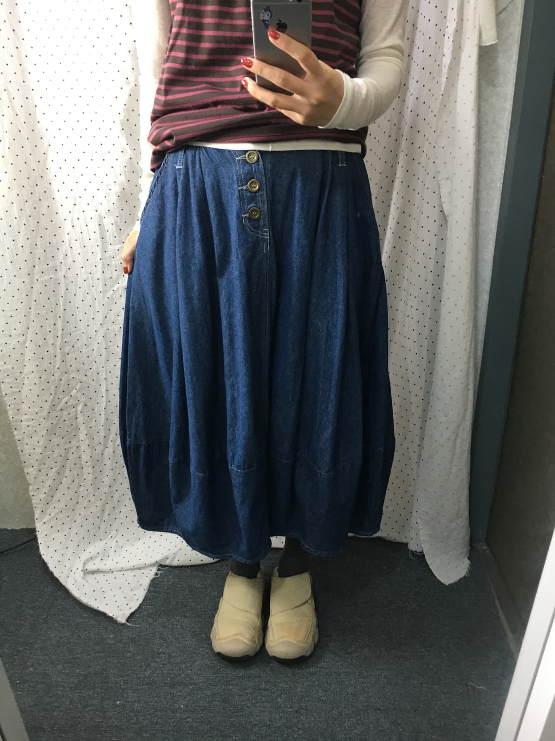 데님 벌룬핏 롱 스커트 상품이미지4