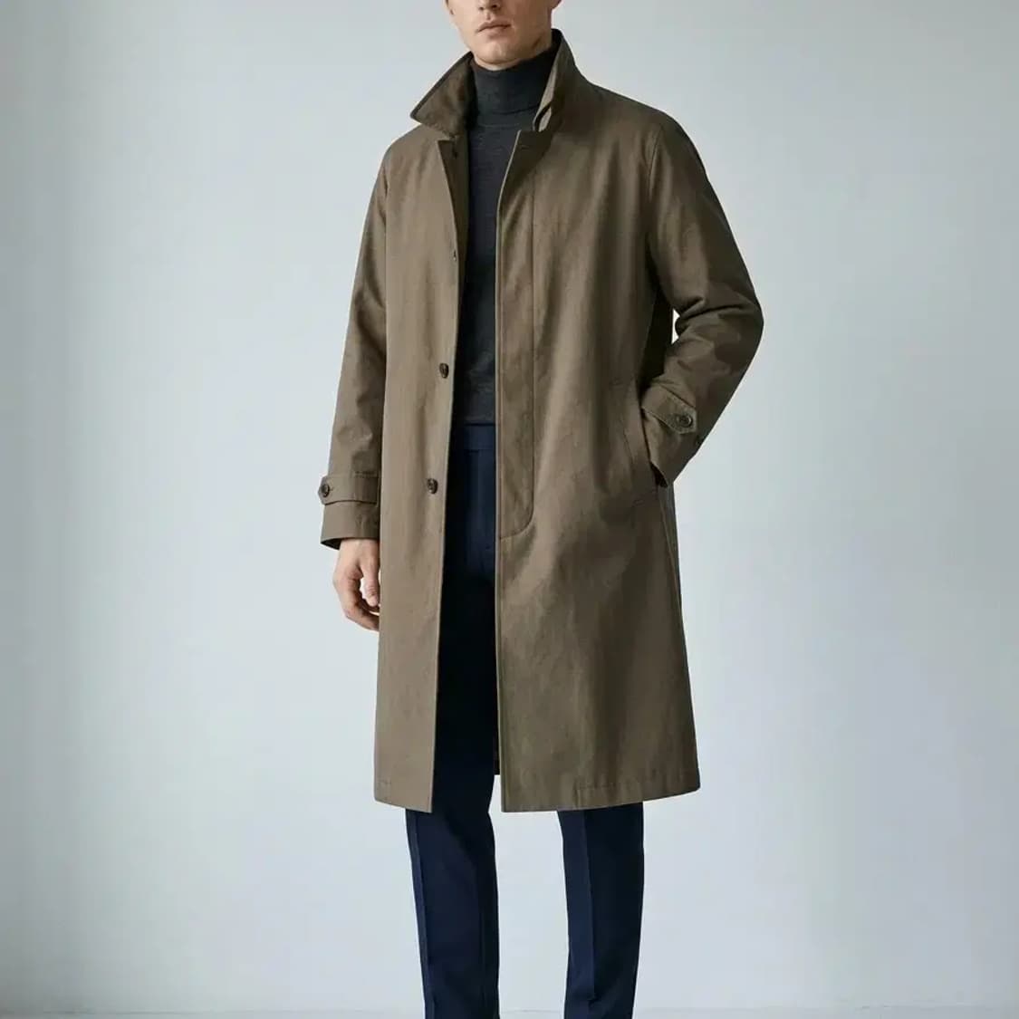 알레그리 남성 롱 코트 카키 100 상품이미지1