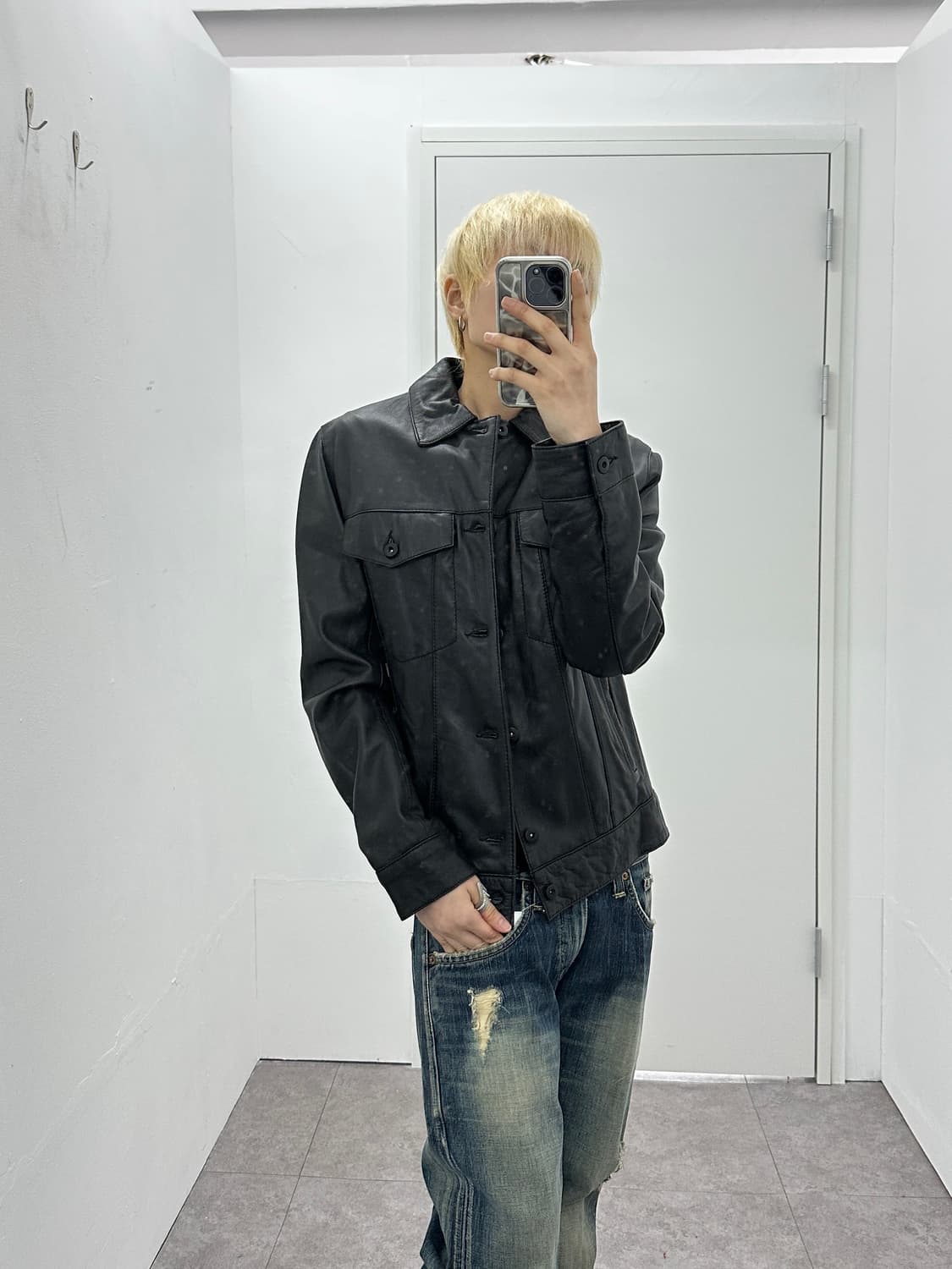 Zara Lambskin Leather Trucker Jacket 상품이미지2