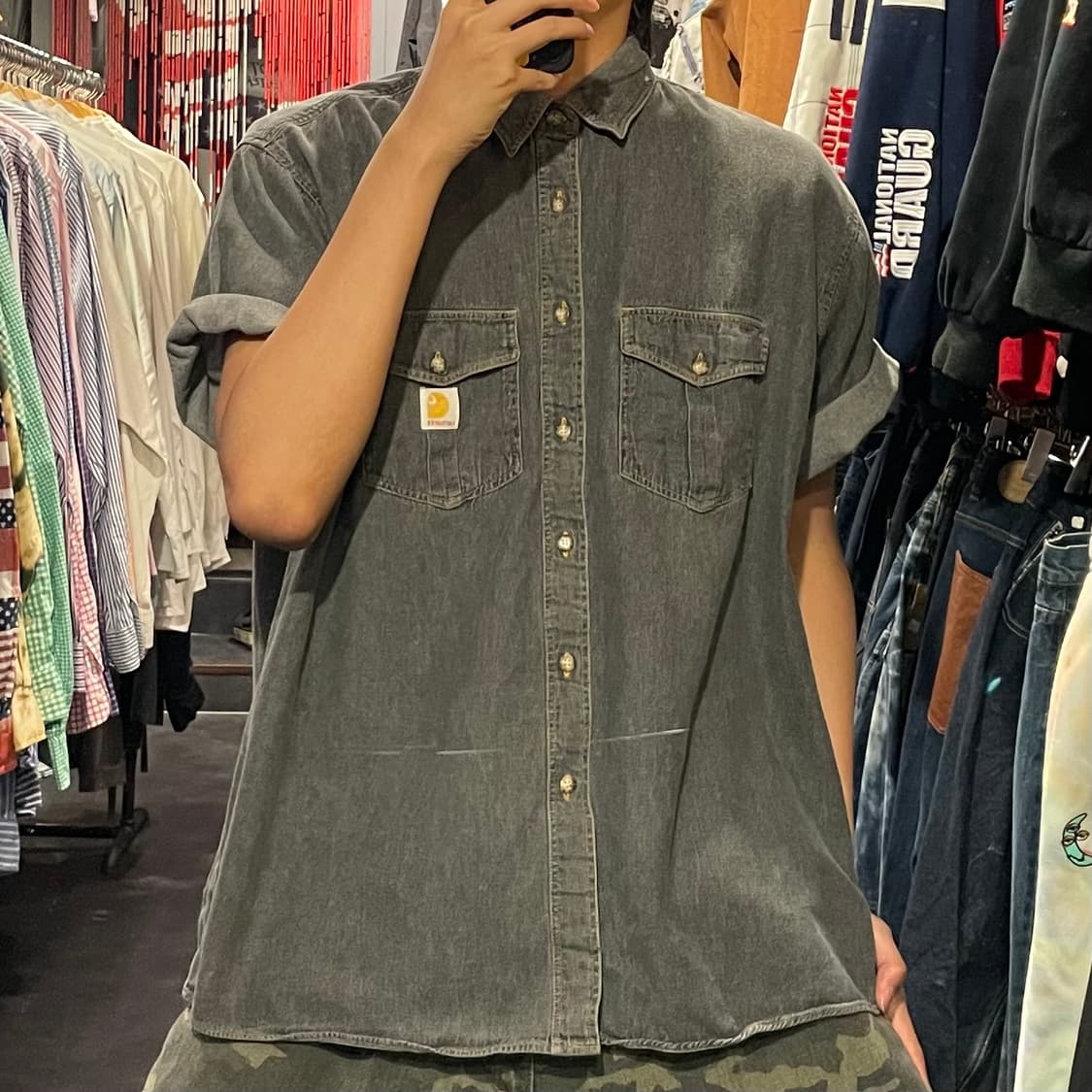 [IM] carhartt 칼하트 흑청 데님 반팔셔츠 상품이미지5