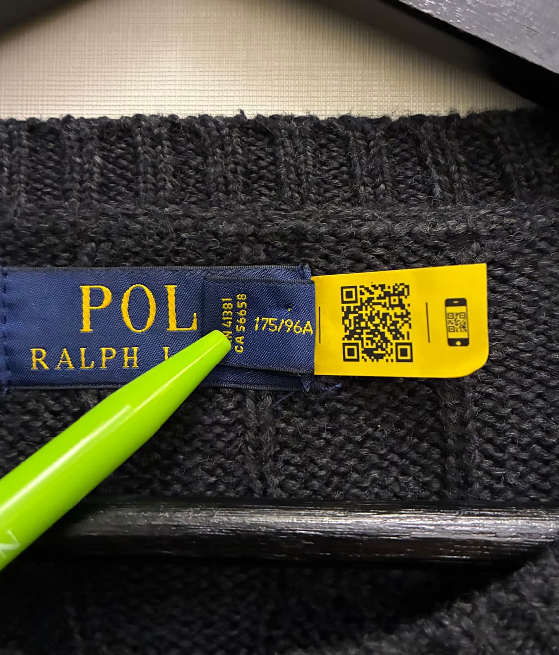 (M/100)폴로랄프로렌 면 케이블 꽈배기 니트 트리플블랙 폴로니트 상품이미지9