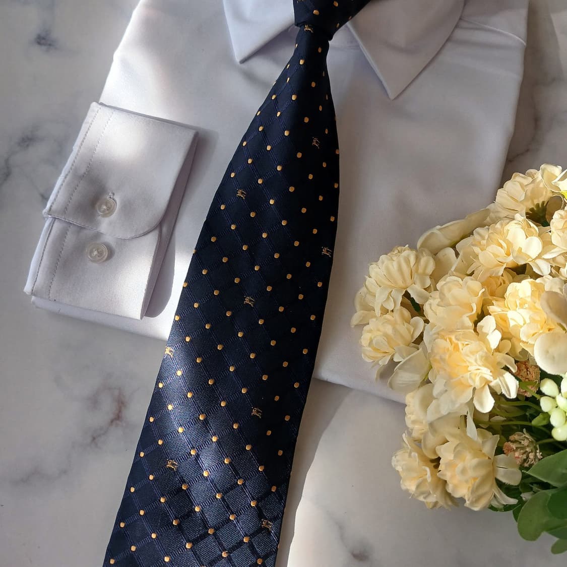 버버리 실크 기마사 자수 체크 넥타이 9.6cm A+등급 A19059
 상품이미지7