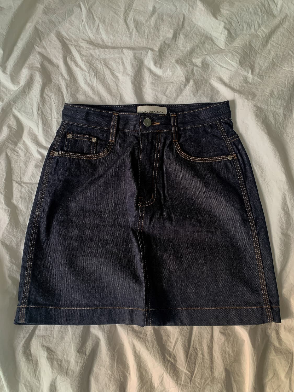 킨더살몬 트리플 스티치 데님 스커트 셀비지 (M) 상품이미지2