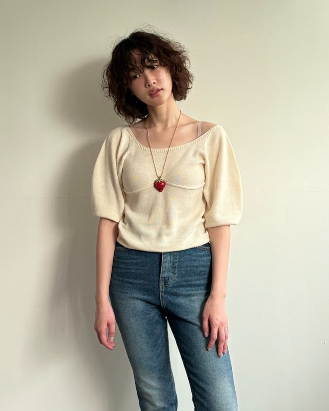 쉬이즈큐트 엔젤니트탑 아이보리 새상품 상품이미지1