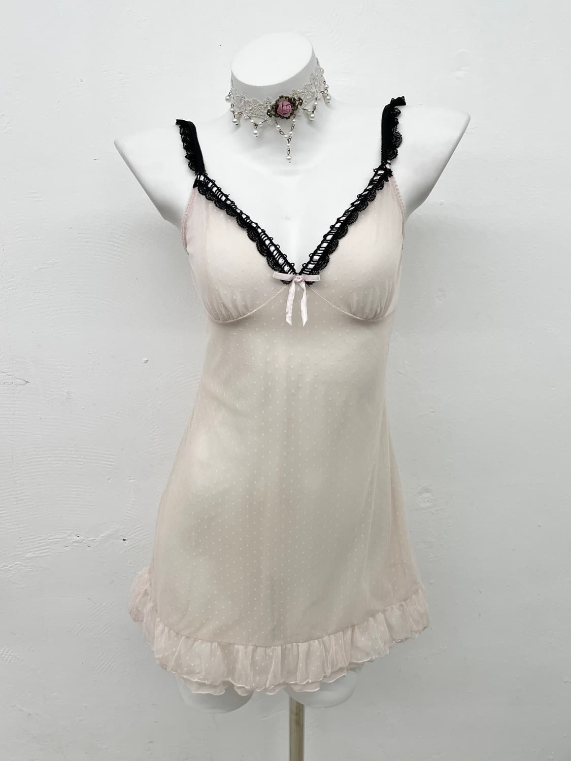 러블리 도트 레이스 슬립 상품이미지1