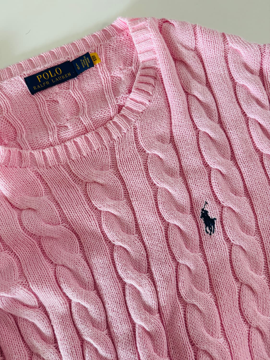 (정품) 폴로 랄프로렌 핑크 케이블 니트 L(남녀공용) 상품이미지1