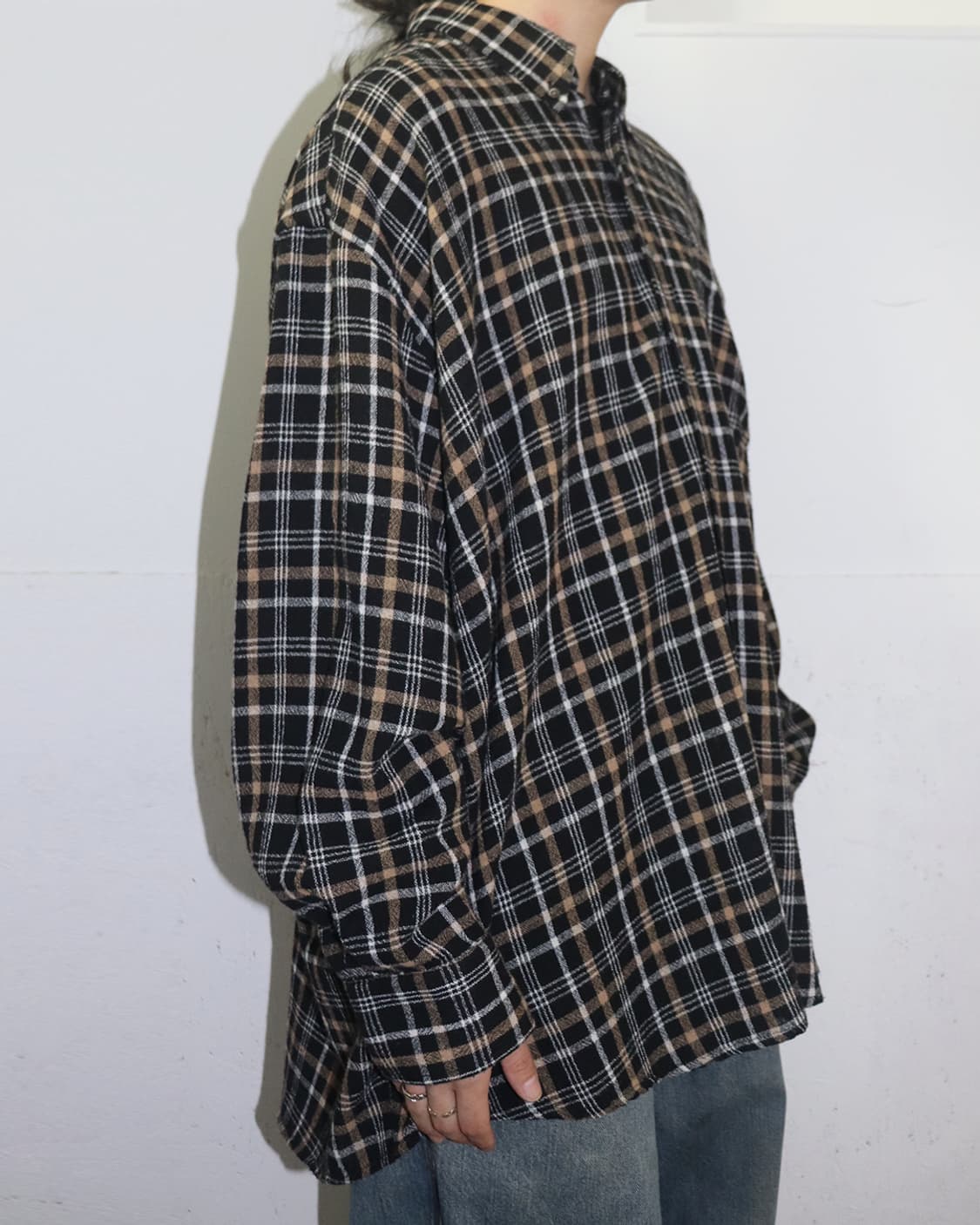 아워레가시 보로우드 BD 셔츠 브라운 체크 상품이미지3
