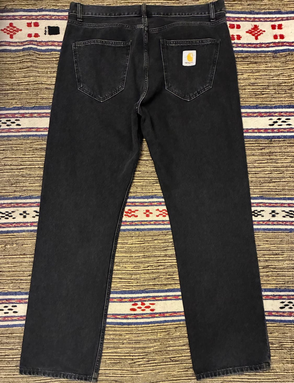 (34~36)칼하트 WIP 놀란 릴렉스 스트레이트 흑청 데님 블랙진 상품이미지6