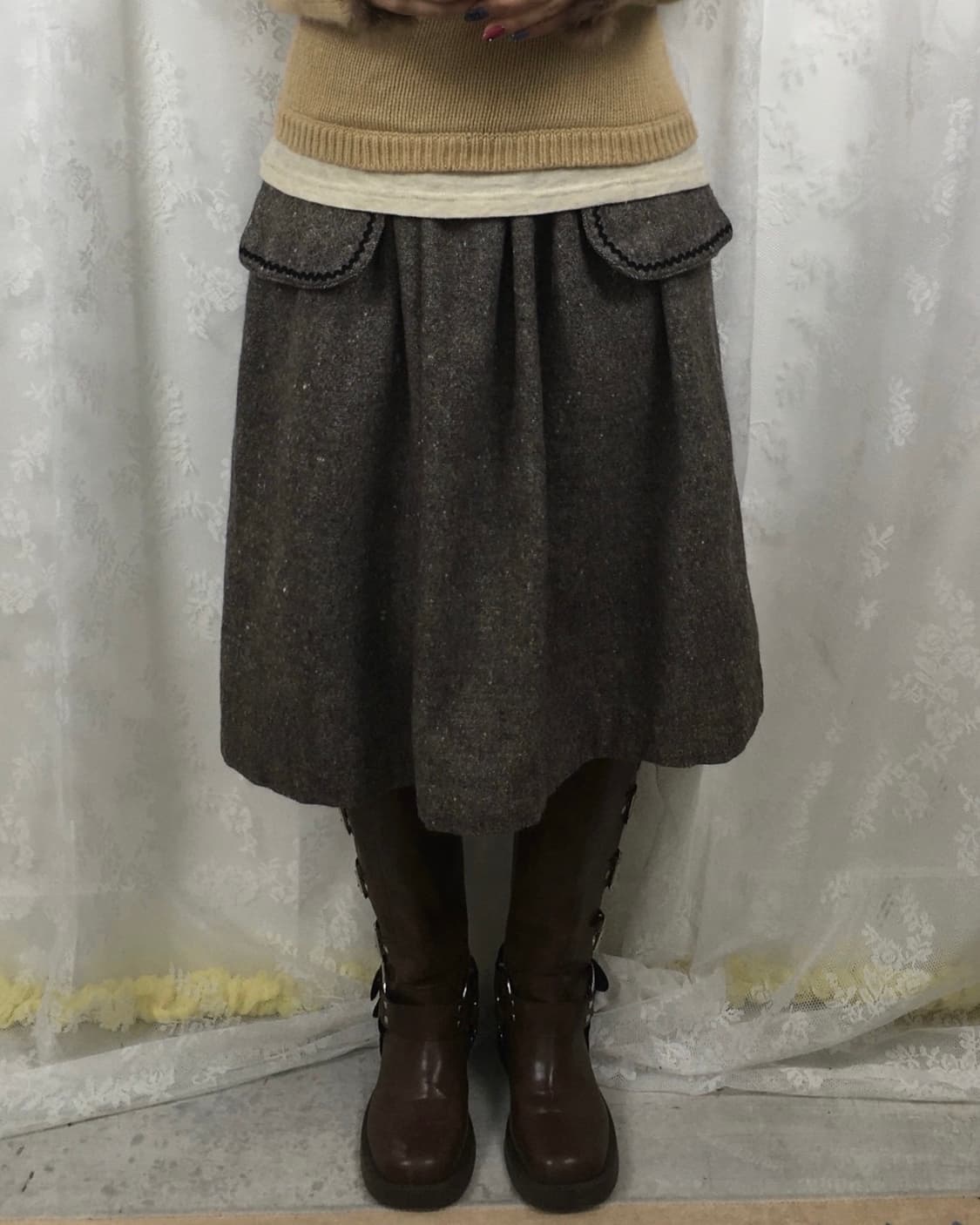 Pocket Tweed Flare Wool Skirt 상품이미지6
