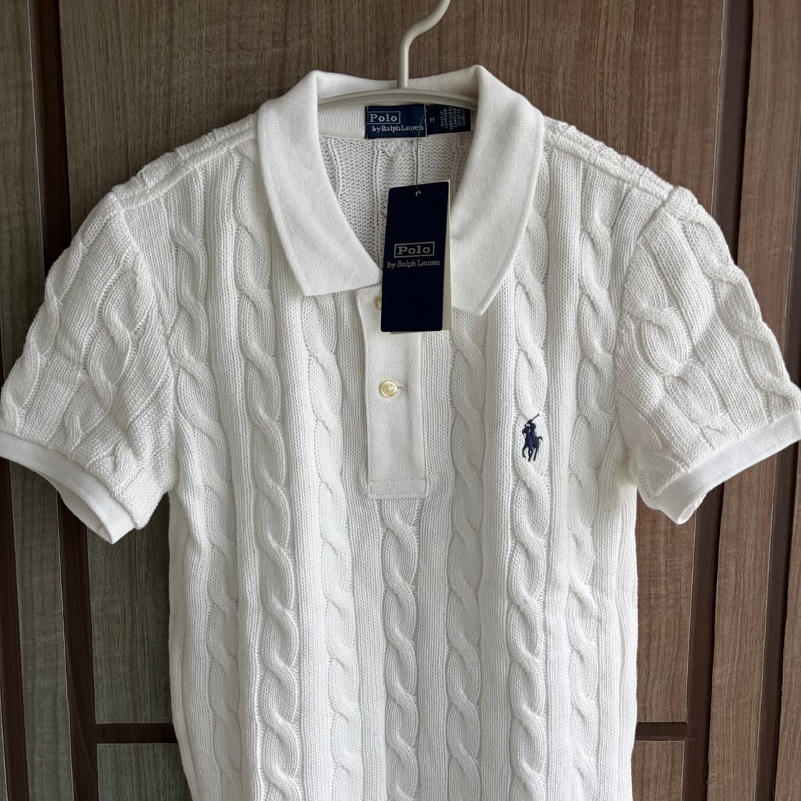 [새상품]폴로 랄프로렌 자수로고 케이블 반팔 니트 화이트 S,M 상품이미지2