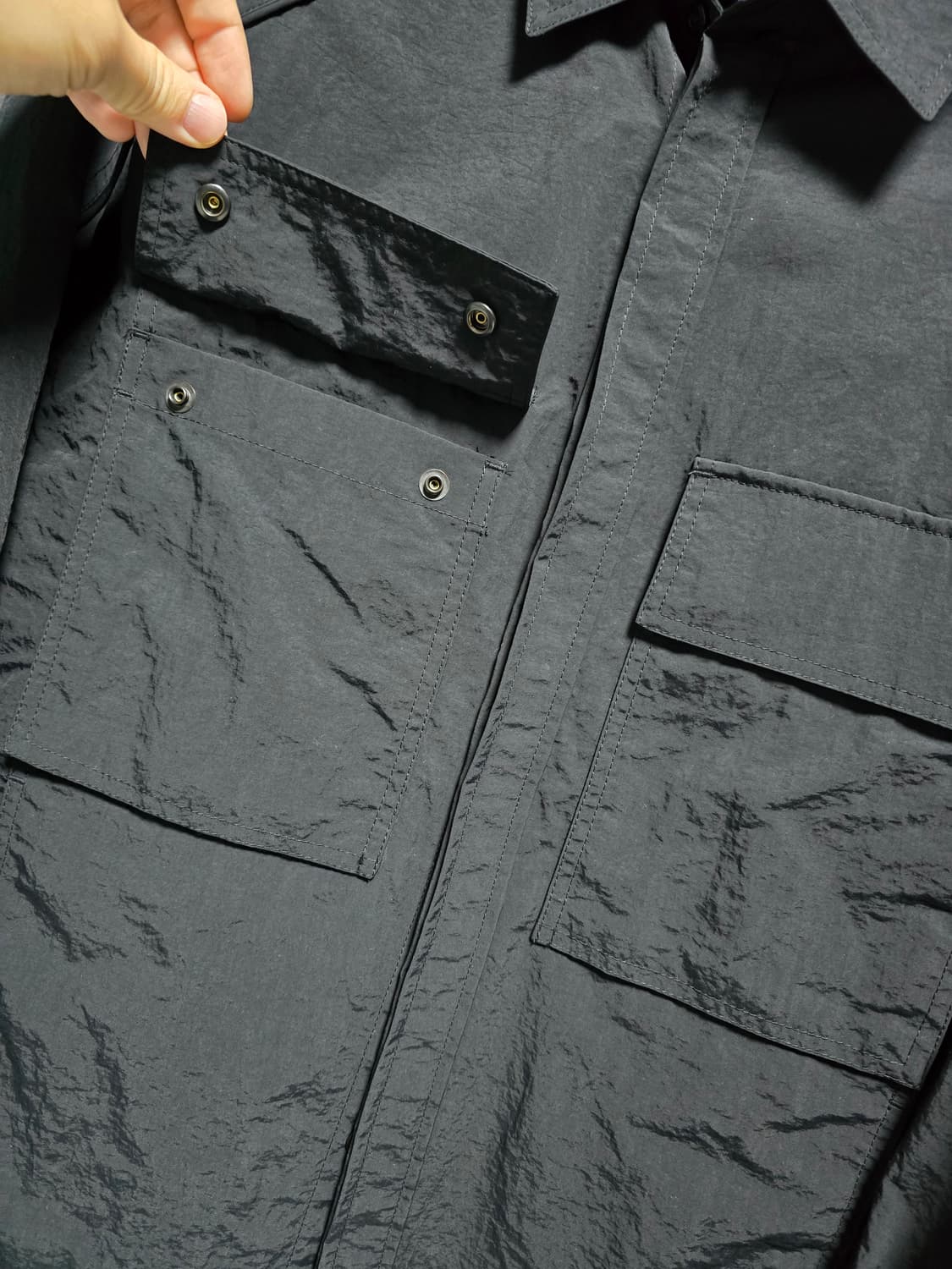 준지 나일론 프론트 암포켓 셔츠 블랙 46사이즈 상품이미지5