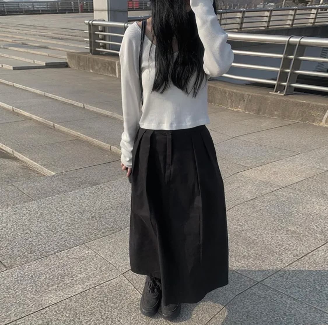 새상품) 애니원모어 파인 핀턱 코튼 롱 스커트 애니원모어 스커트 상품이미지1