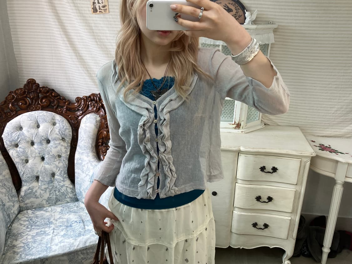 jpn vintage light gray sheer cardigan 상품이미지4