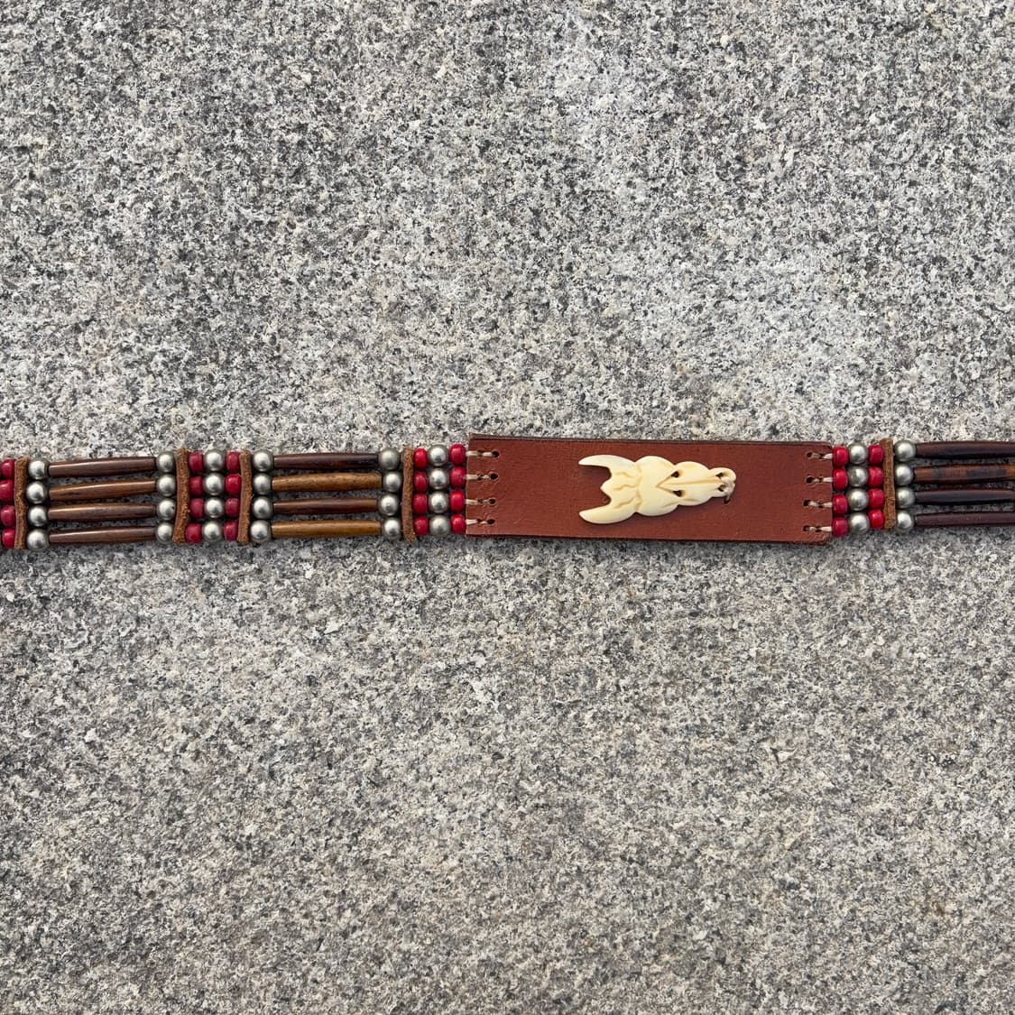 본 모티프 핸드 비즈 웨스턴 레더 벨트  상품이미지5