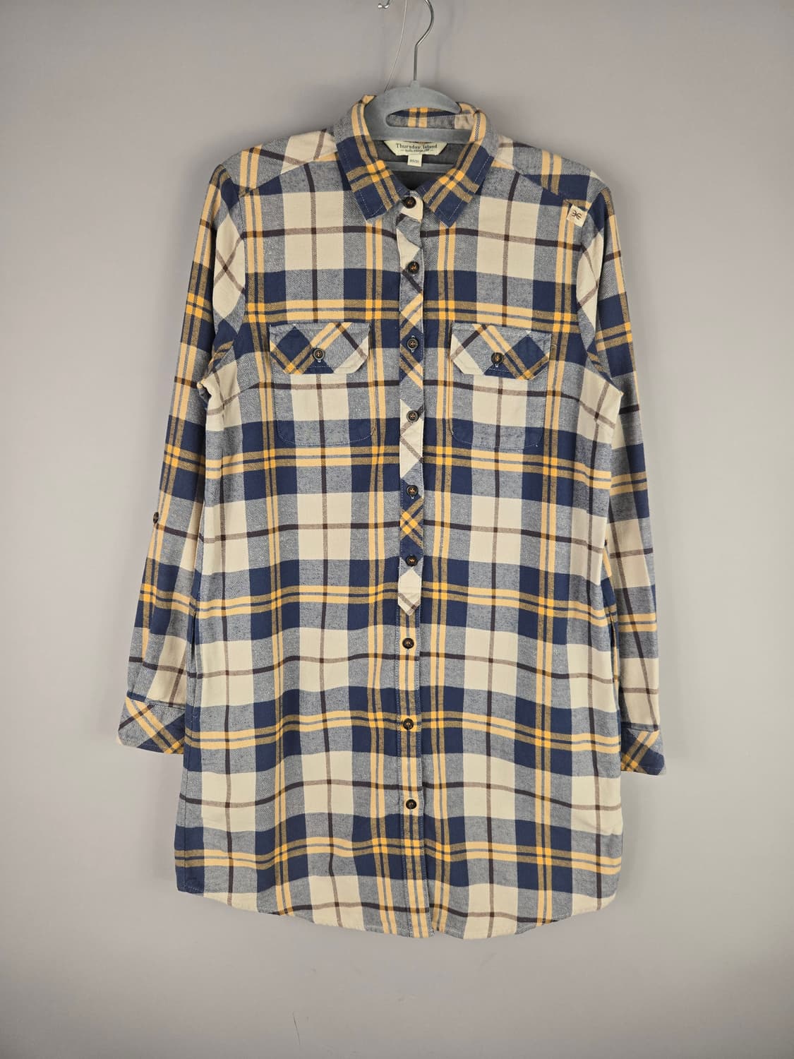 [무료배송]써스데이아일랜드 S 여성 플란넬 롱 체크 셔츠 원피스 상품이미지1