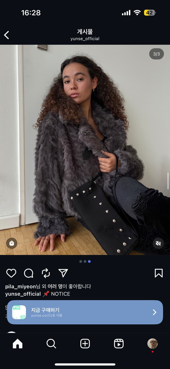 yunse 윤세 퍼자켓 차콜 상품이미지2