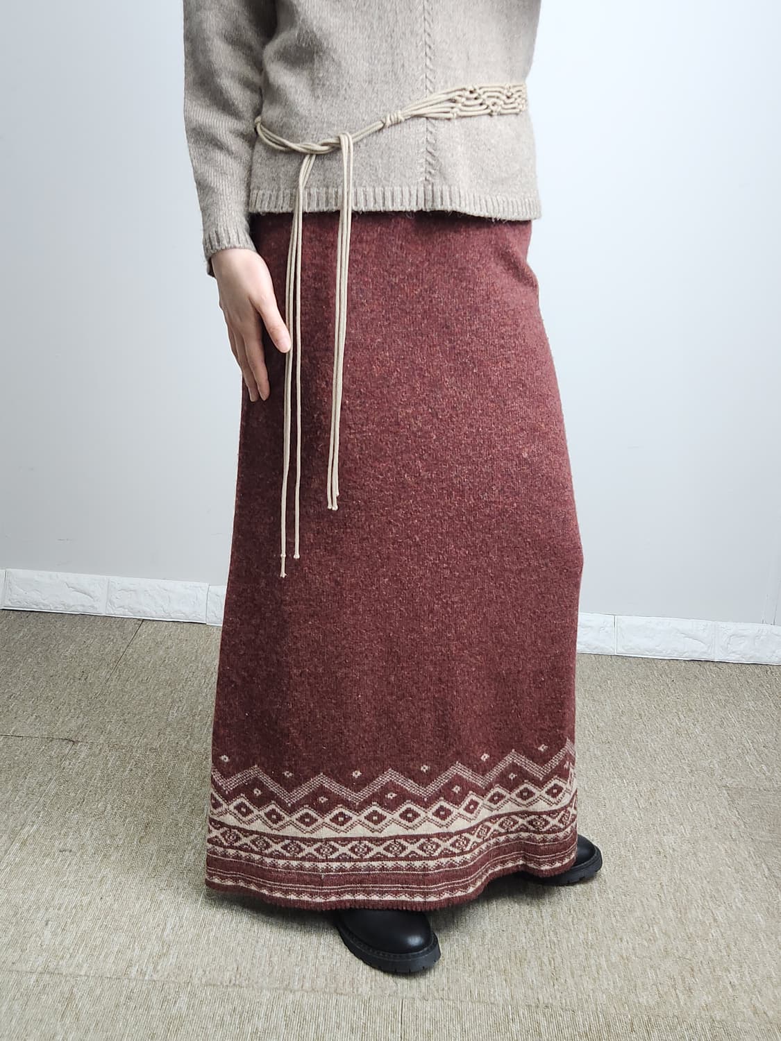 (사만사모스)에스닉 니트 롱스커트 상품이미지2